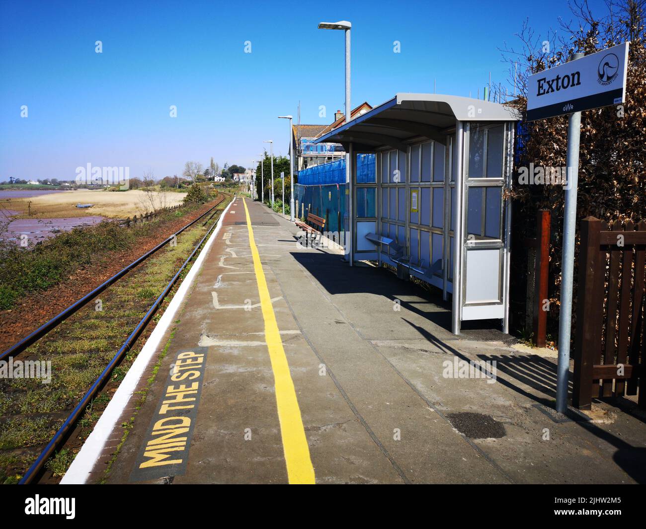 Exton, Regno Unito - estuario del fiume ex visto dalla stazione ferroviaria GWR Exton a Devon, Regno Unito Foto Stock