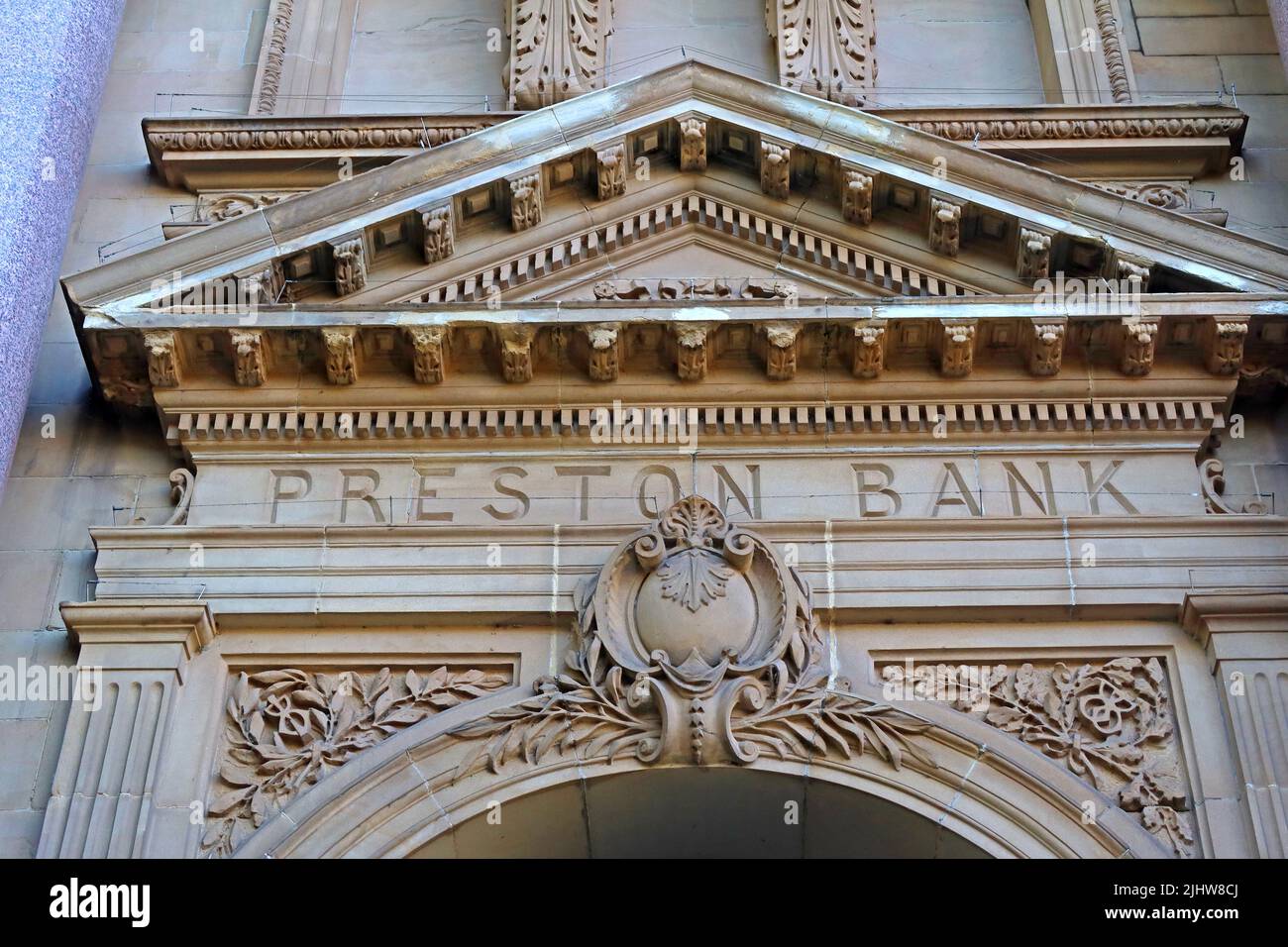 Preston Bank, edificio storico vittoriano della banca, Lord Street, Southport, Merseyside, Lancs, Inghilterra, REGNO UNITO, PR9 Foto Stock