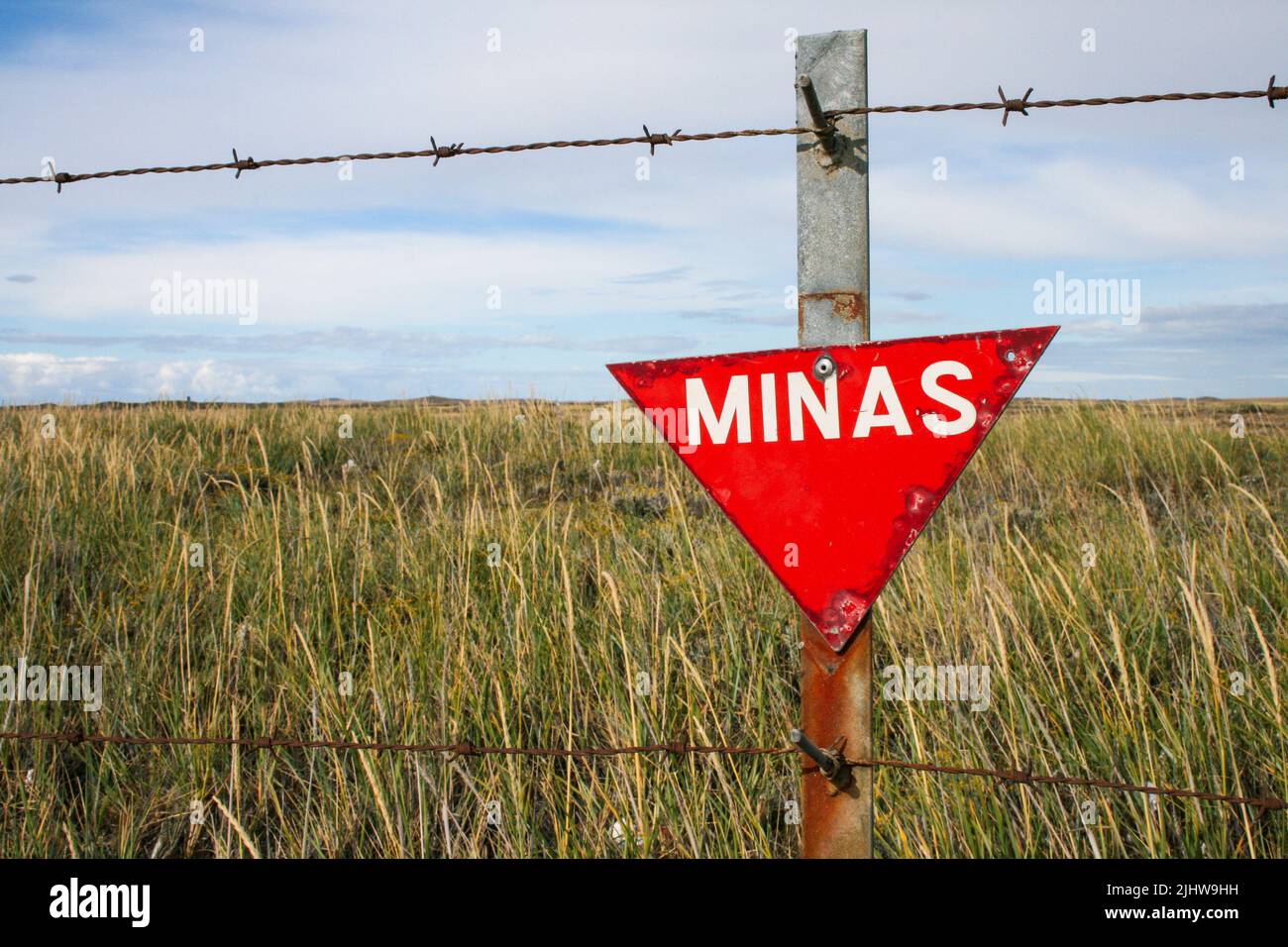 Campo minato al confine tra Argentina e Cile Foto Stock