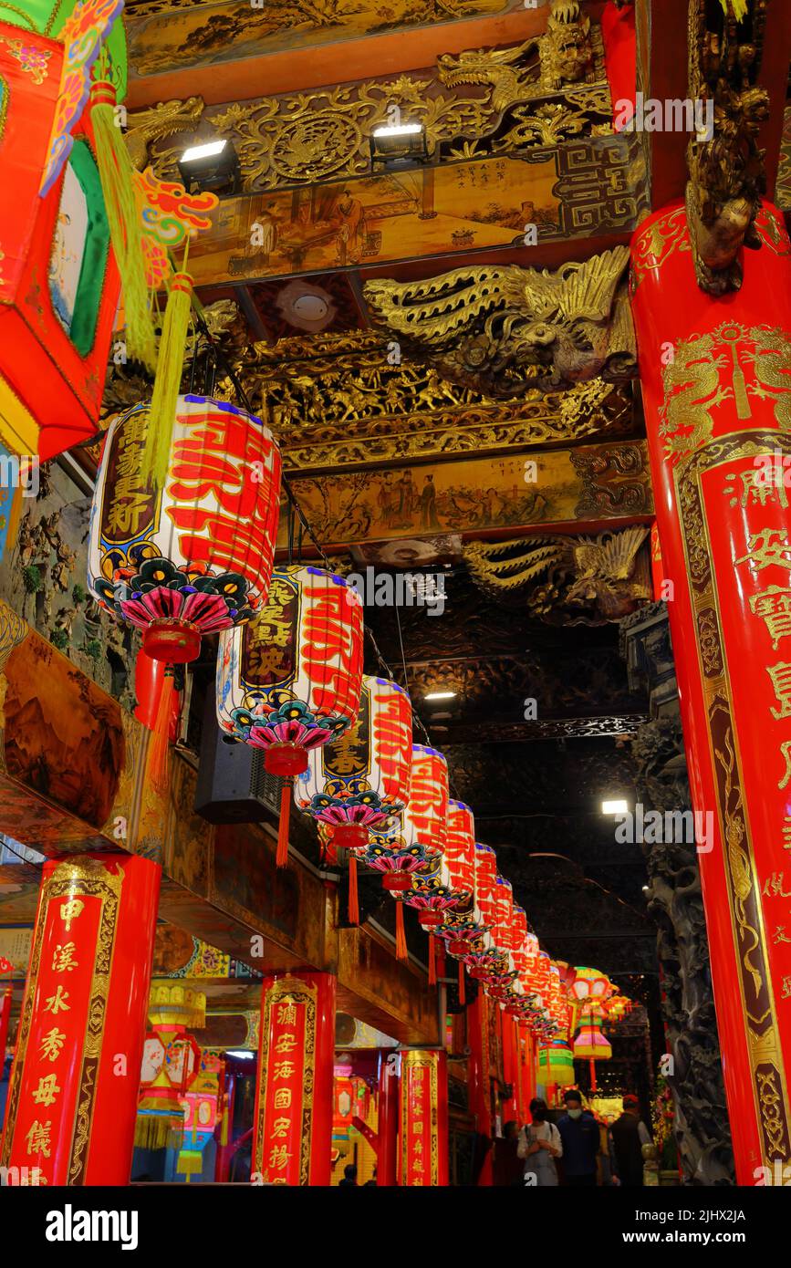 Il Tempio di Dajia Jenn Lann, un tempio della dea cinese Mazu nel distretto di Dajia di Taichung, Taiwan Foto Stock