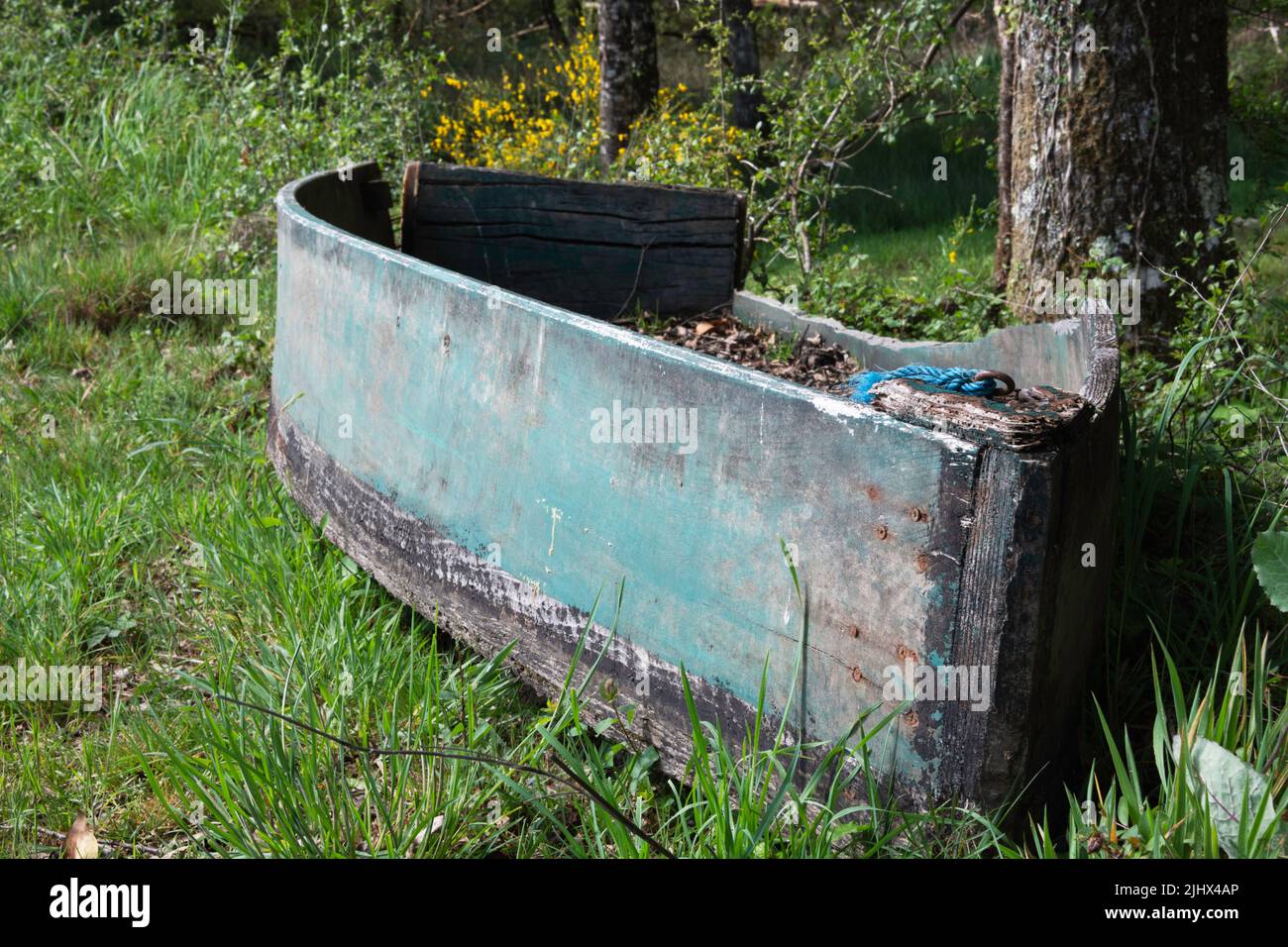 Il vecchio scafo verde Foto Stock