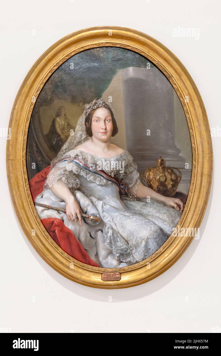 Ritratto della Regina Isabella II di Spagna, 1830 - 1904, dell'artista spagnolo Vicente Lopez Portana, 1772 - 1850. In mostra al Museo de Belles Artes/Mus Foto Stock