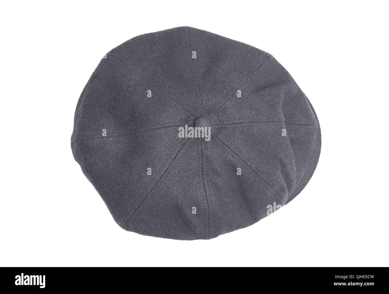 Cappello di lana nero isolato su bianco. Foto Stock