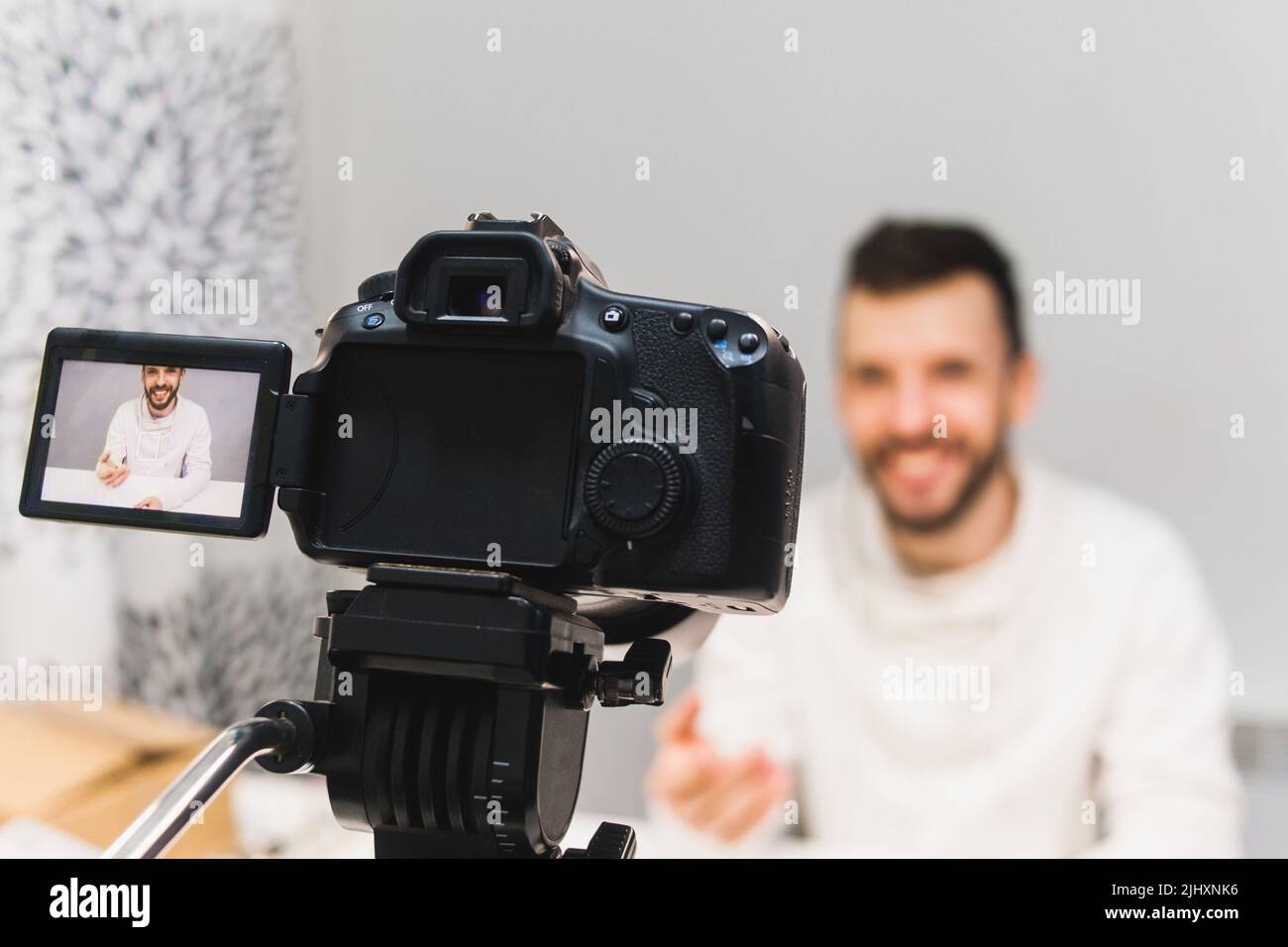 Video di formazione sul blog filmare il concetto di backstage Foto Stock