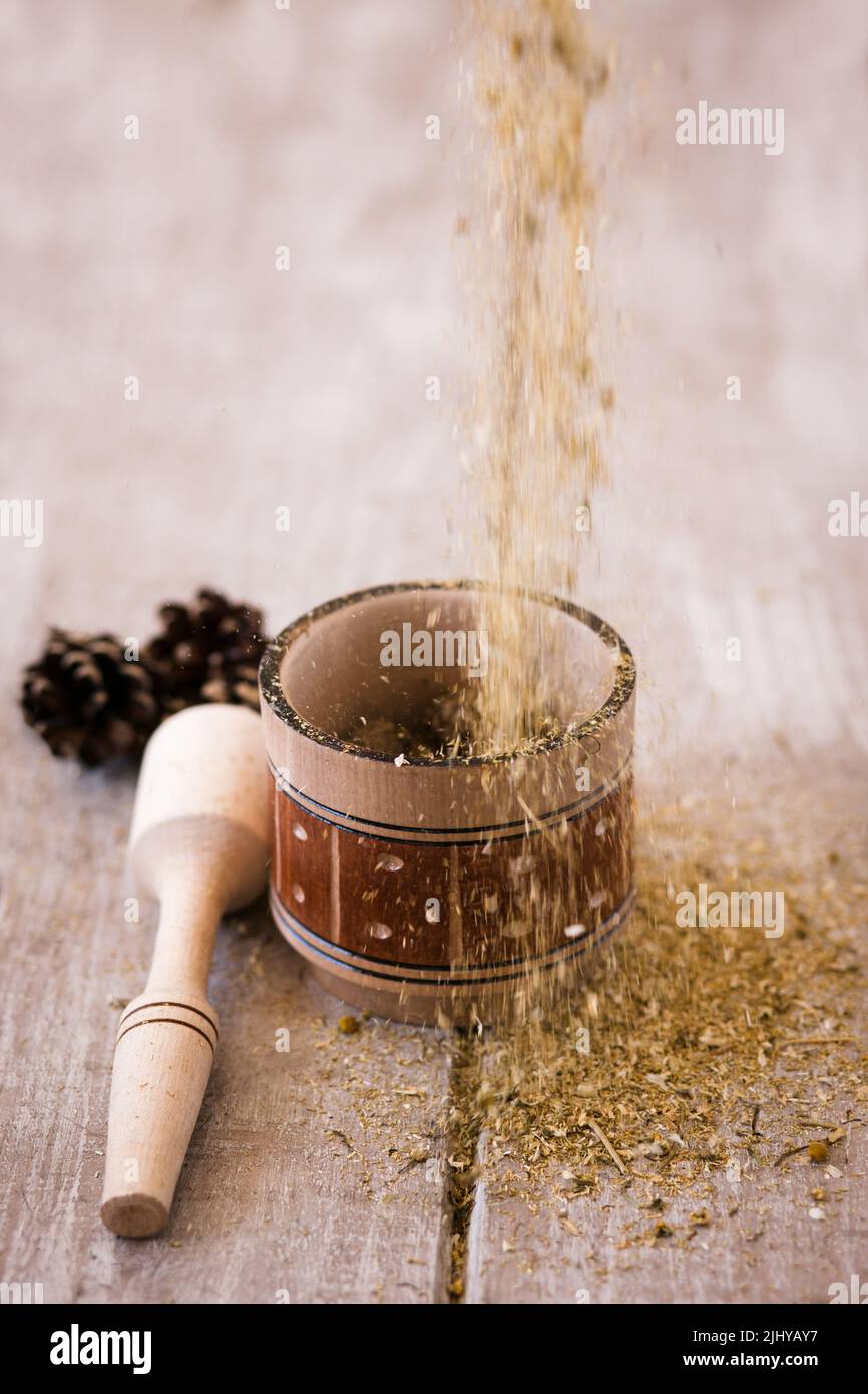 Processo di preparazione delle infusioni mediche in movimento Foto Stock