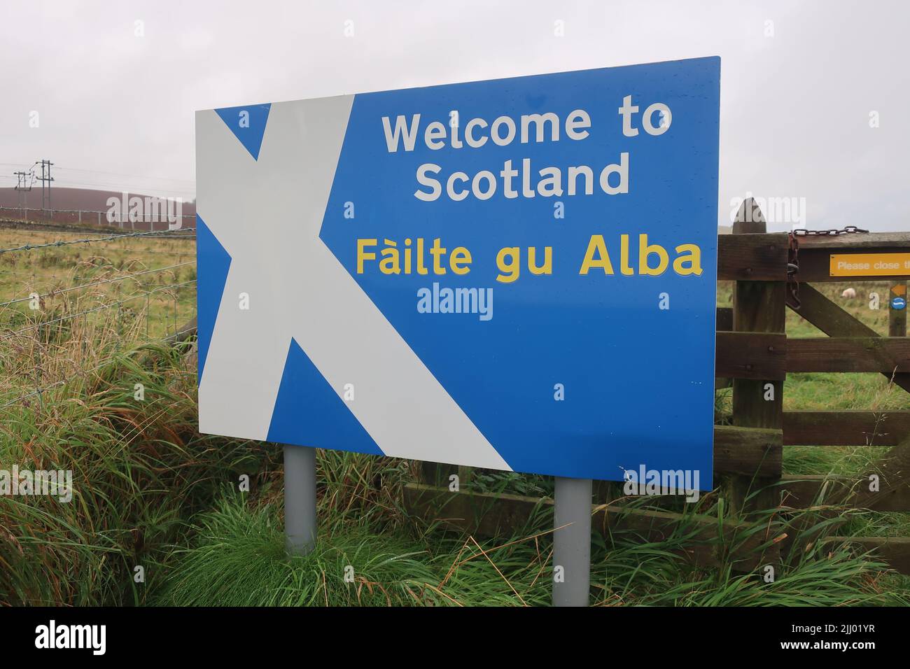 Confine anglo-scozzese. Frontiera inglese settentrionale. Frontiera meridionale scozzese. Inghilterra confini della Scozia. REGNO UNITO Foto Stock