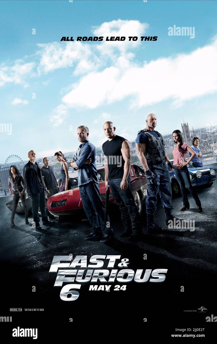 Michelle Rodriguez, Tirese Gibson, Ludacris, Gal Gadot, Paul Walker, VIN Diesel, Dwayne Johnson & Jordana Brewster Film: Fast & Furious 6 (USA 2013) personaggi: Letty, Roman Pearce, Tej Parker, Gisele Harabo, Brian o'Conner, Dominic Toretto, Luke Hobbs, mia Toretto Direttore: Justin Lin 07 maggio 2013 **AVVISO** questa foto è solo per uso editoriale ed è il copyright di IMMAGINI UNIVERSALI e/o del fotografo assegnato dalla Film o dalla Società di produzione e può essere riprodotto solo da pubblicazioni in concomitanza con la promozione del suddetto Film. Un credito obbligatorio per UNIVERSAL Foto Stock