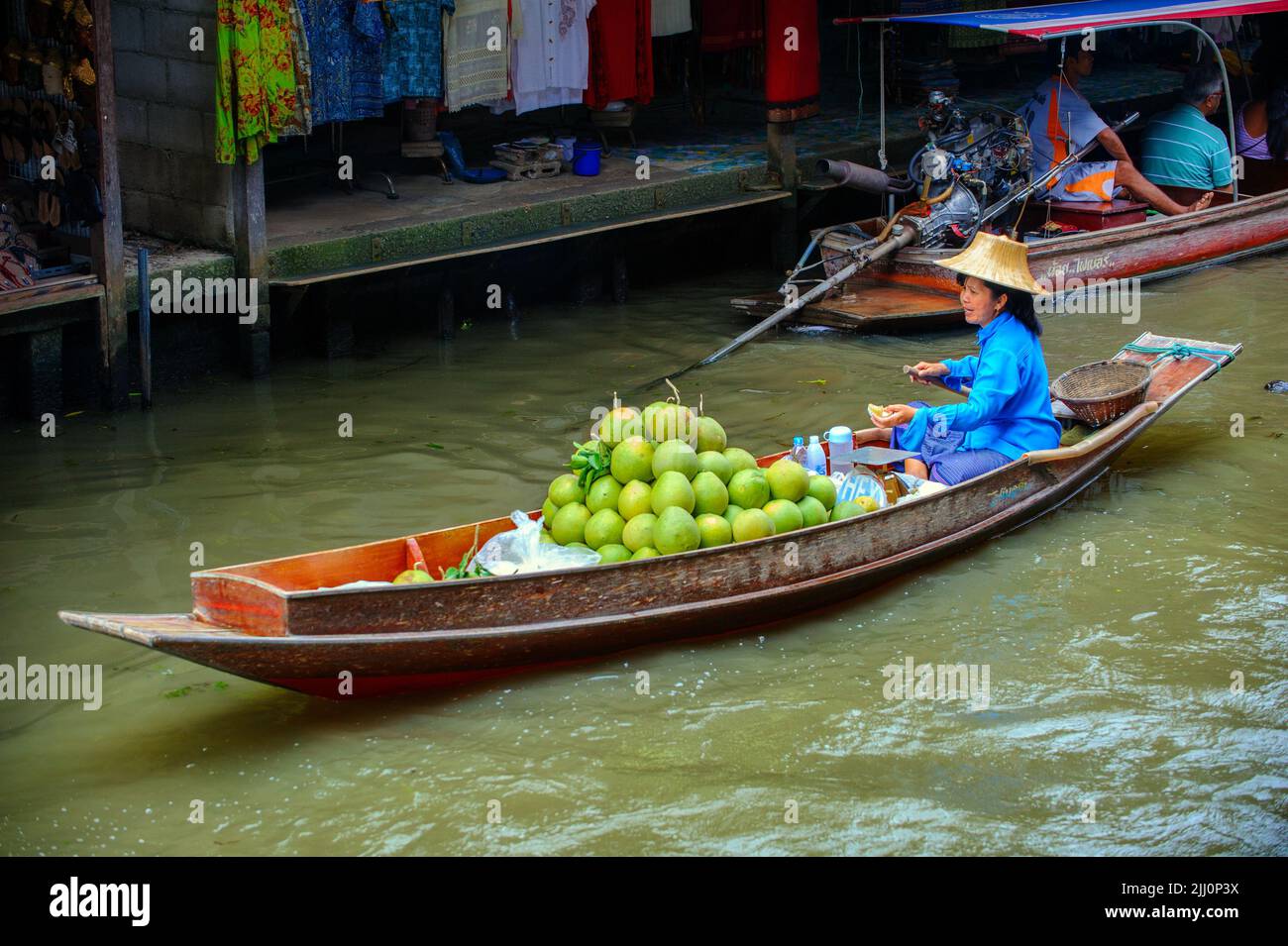 Mercato Galleggiante di Damnoen Saduak Foto Stock
