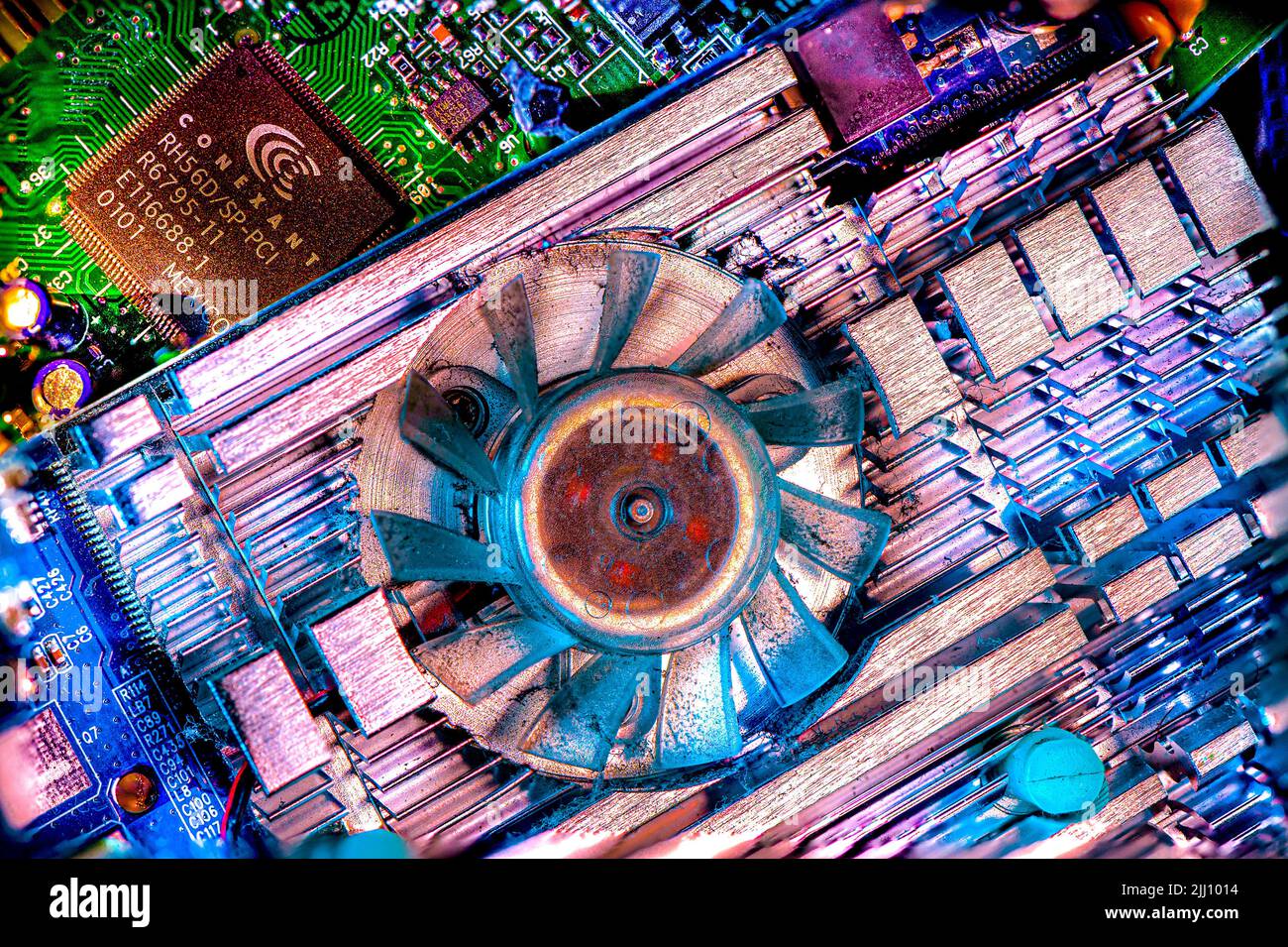 Primo piano delle vecchie parti del computer Foto Stock