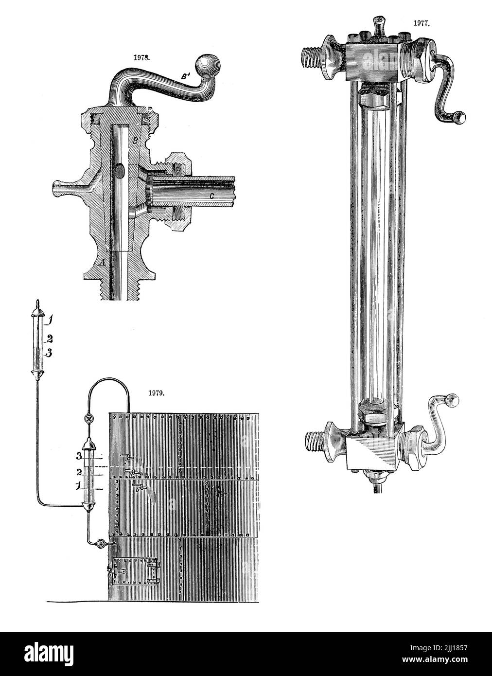 Vari indicatori da ' Appleton's Dictionary of Machines, Mechanics, Engine-Work, and Engineering ' di D. Appleton and Company Data di pubblicazione 1874 Editore New York, D. Appleton, Foto Stock