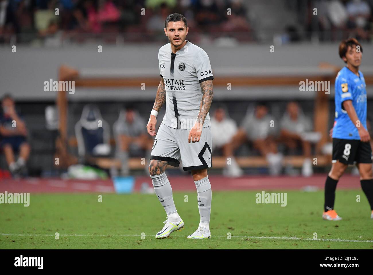 Mauro Icardi del PSG durante la preseason partita di calcio amichevole tra Paris Saint-Germain e Kawasaki Frontale allo Stadio Nazionale di Tokyo, Giappone, 20 luglio 2022. (Foto di AFLO) Foto Stock