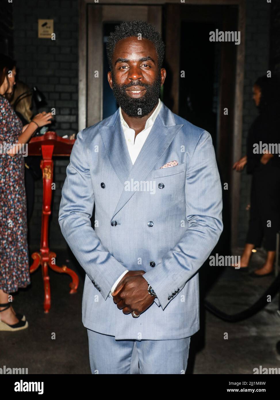 Jimmy Akingbola ha visto partecipare al Summer Party 2022 dell'ITV al Mandrake di Londra. Foto Stock