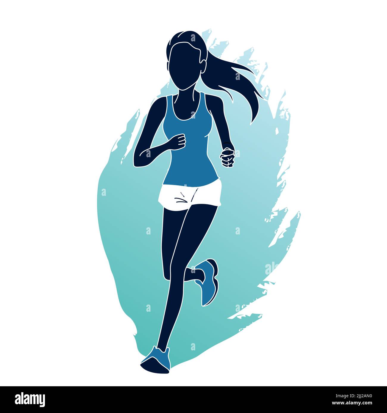 donna che corre fitness sport di base illustrazione Foto Stock