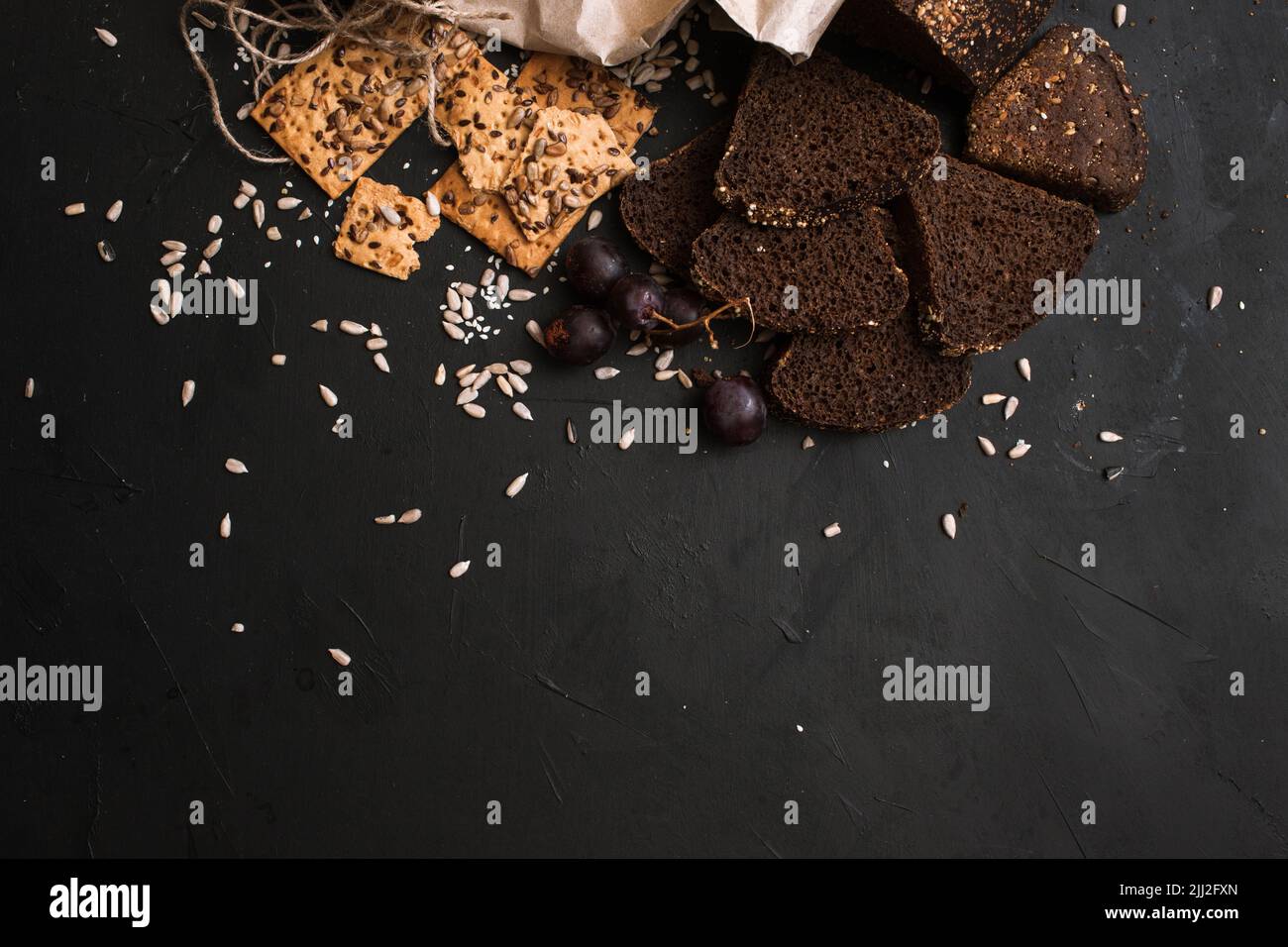 Composizione alimentare di prodotti di pane Foto Stock