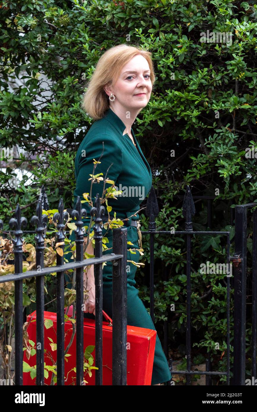 Tory Leadership spera Liz Truss lascia casa per lavoro questa mattina. Immagine scattata il 20th luglio 2022. © Belinda Jiao jiao.bilin@gmail.com 07598931257 Foto Stock