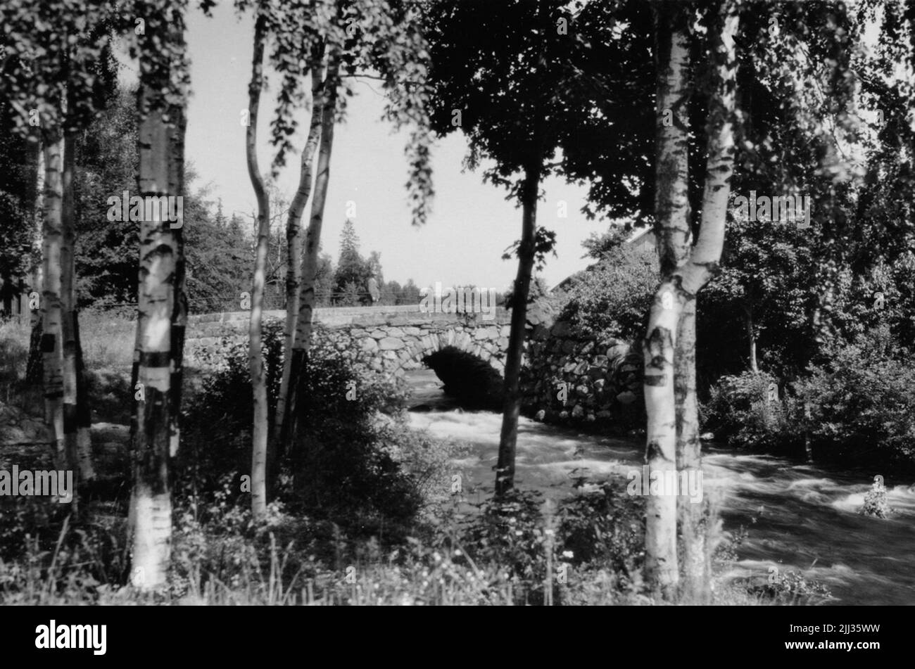 Grythytthed Forsen con vecchio ponte Foto Stock