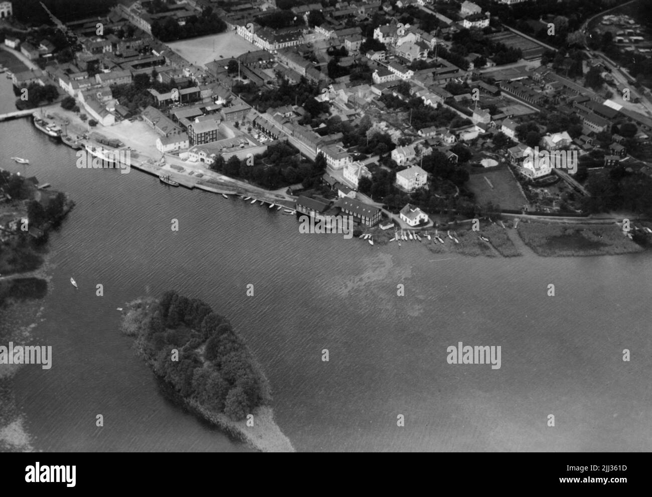 Askersund, il porto, centro Foto Stock