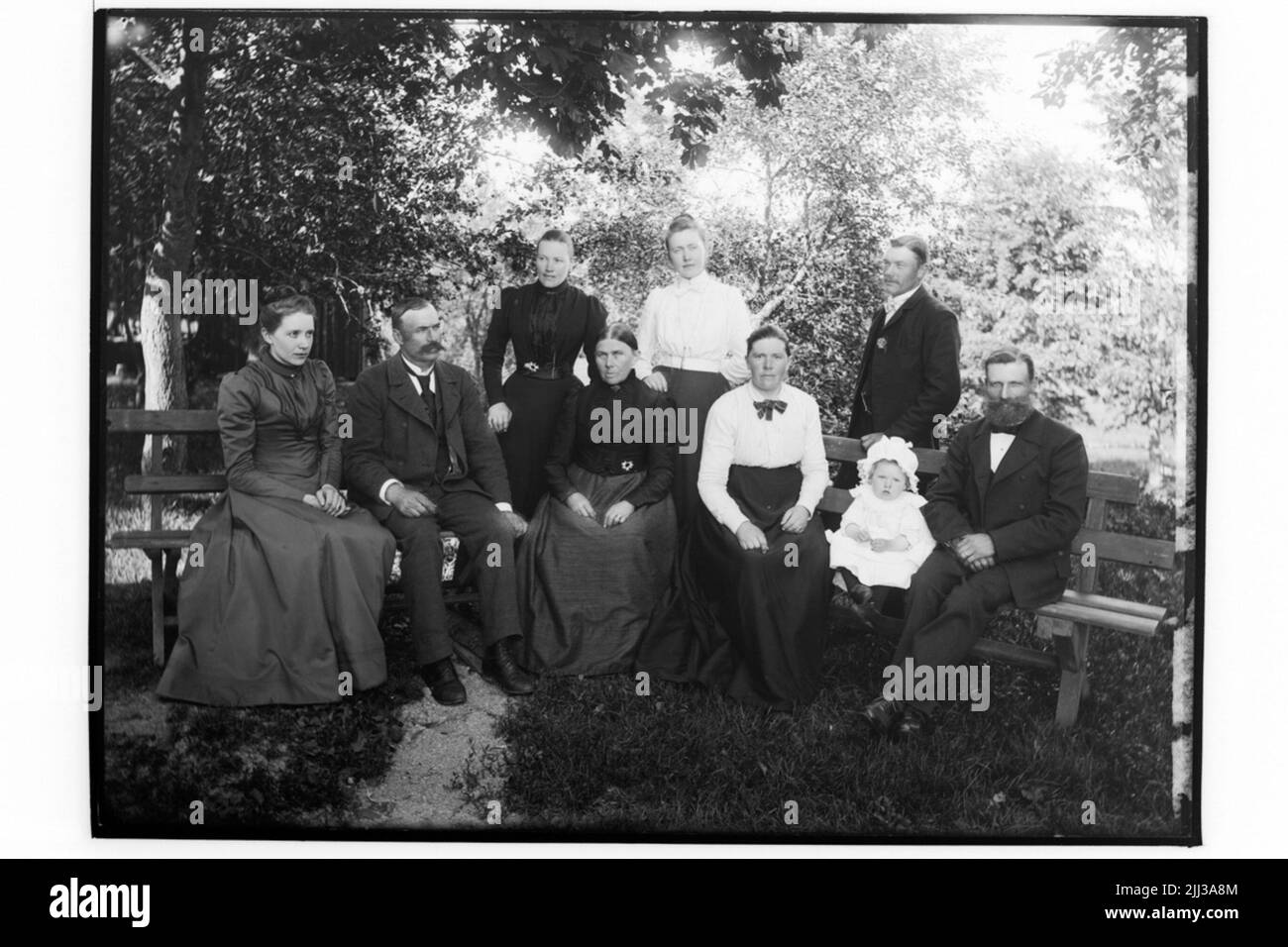 Backa, Örebro.familjrupp, 9 people.Andersson Foto Stock