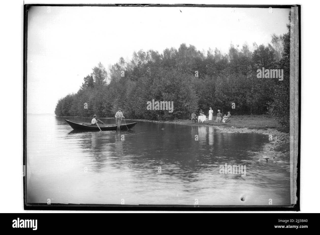 Barca e rete fishing.aug. Larsson Foto Stock