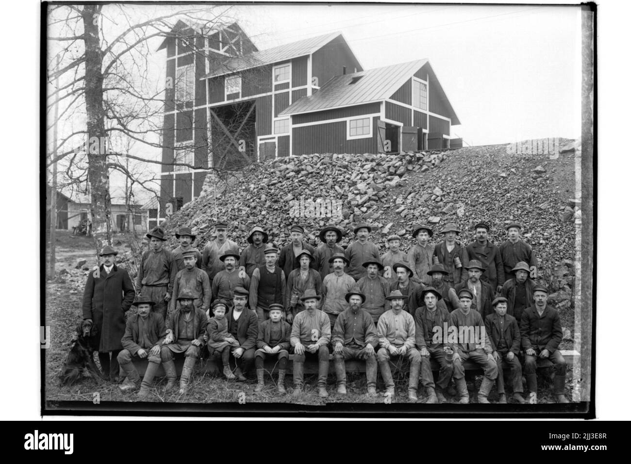 Miniera di lime di Holmstorp, edifici minerari, 34 minatori. Ingegnere G.B. Orrvik Foto Stock