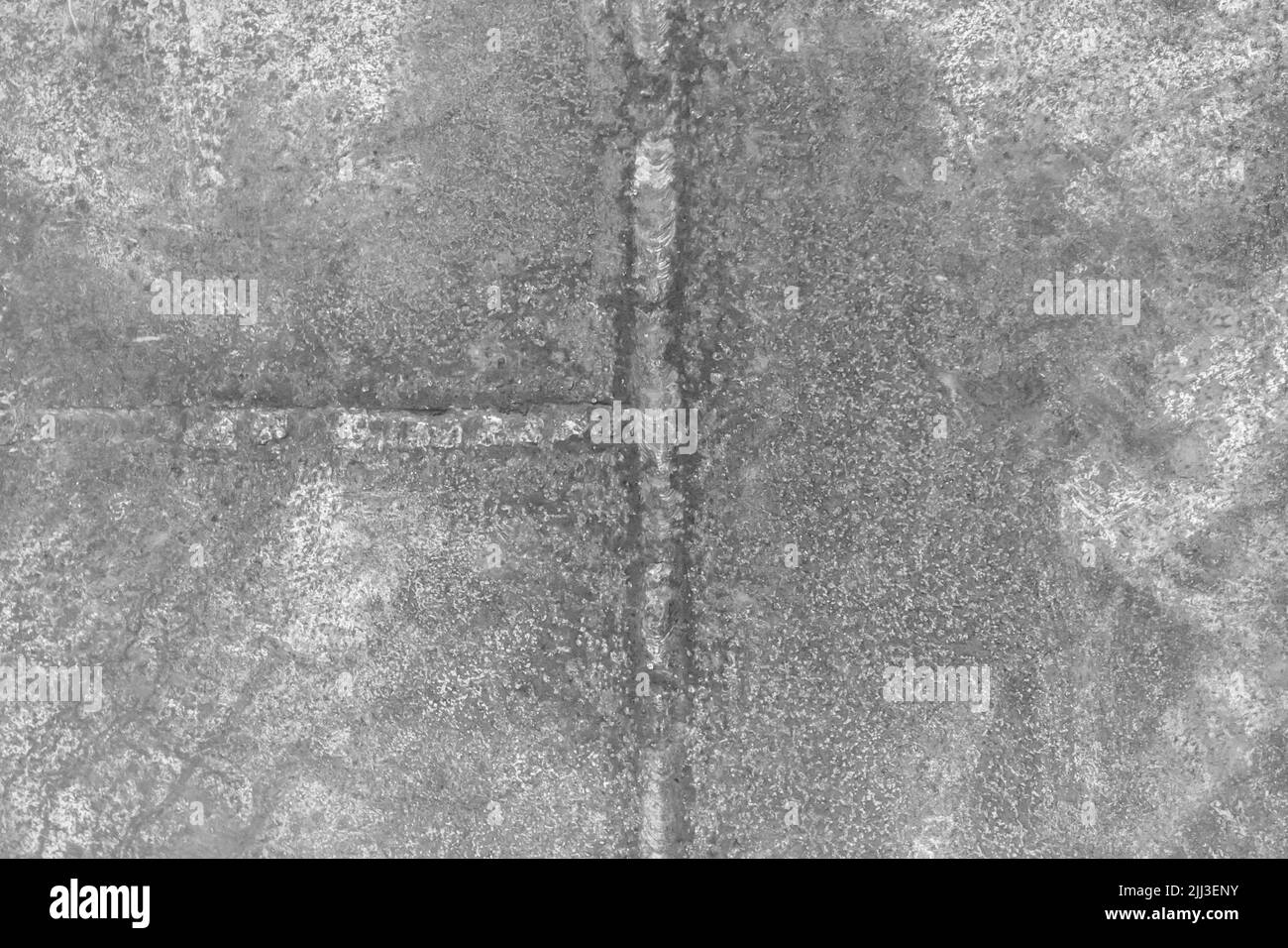 Lavorazione saldatura di processo scorie industria acciaio vecchio grigio metallo lavoro trama fondo. Foto Stock