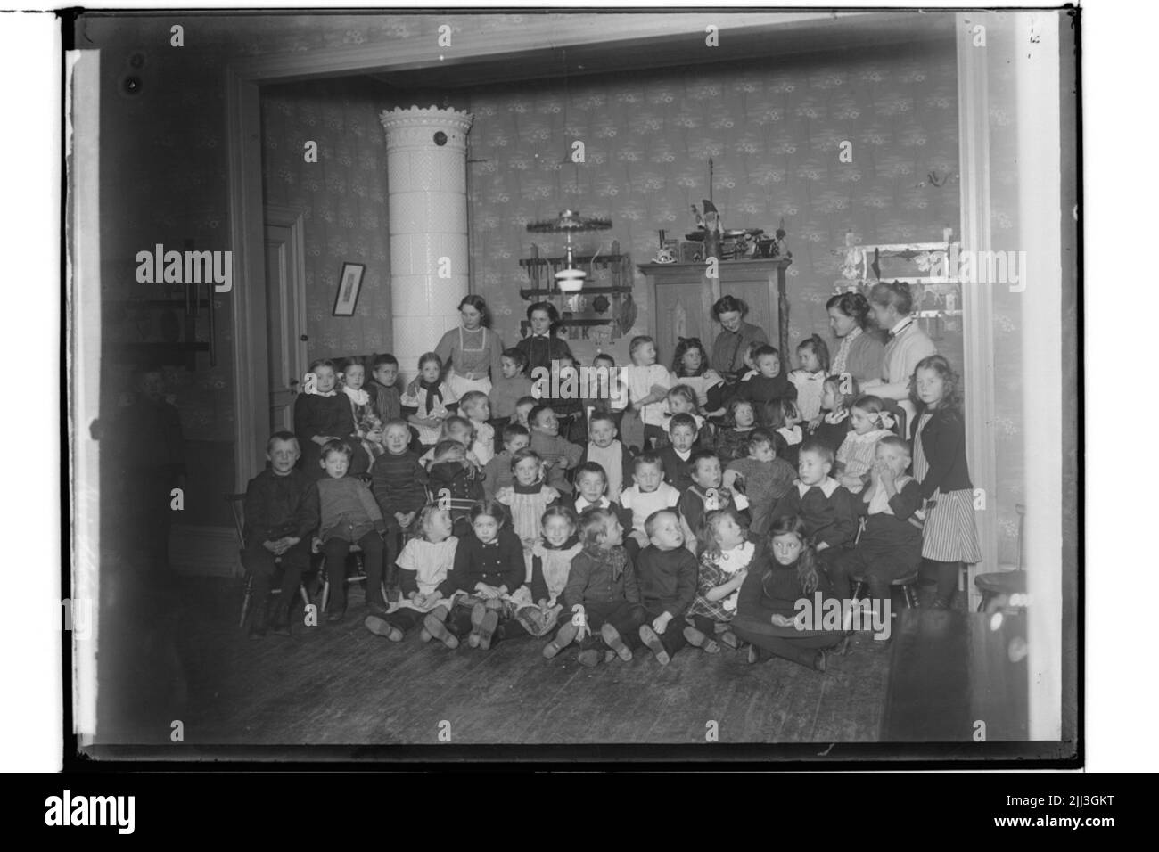 Kindergarten.rum interno, bambini e studenti. Foto Stock