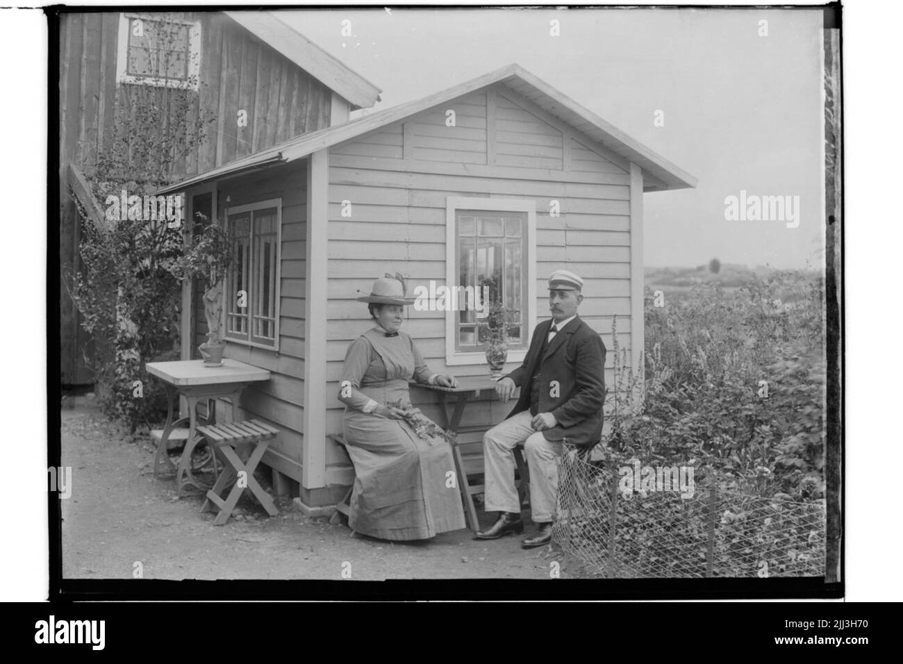Gazebo (?), coppia più anziana. Commerciante Johan Pettersson Foto Stock