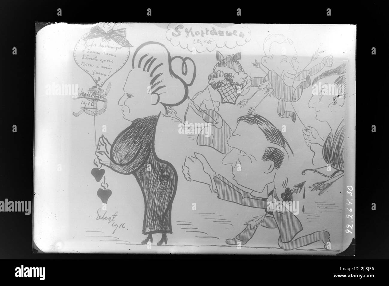 Sanatorio di Hålhult, interno, disegno di caricatura, dal colpo giorno 1916 Foto Stock