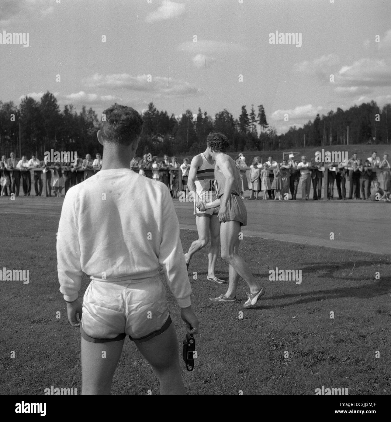 Gare di atletica a Hällefors.august 1956. Foto Stock