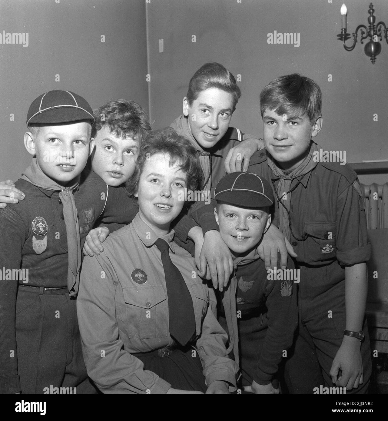 Inaugurazione scout nella chiesa di Olaus Petri.12 gennaio 1959. Foto Stock