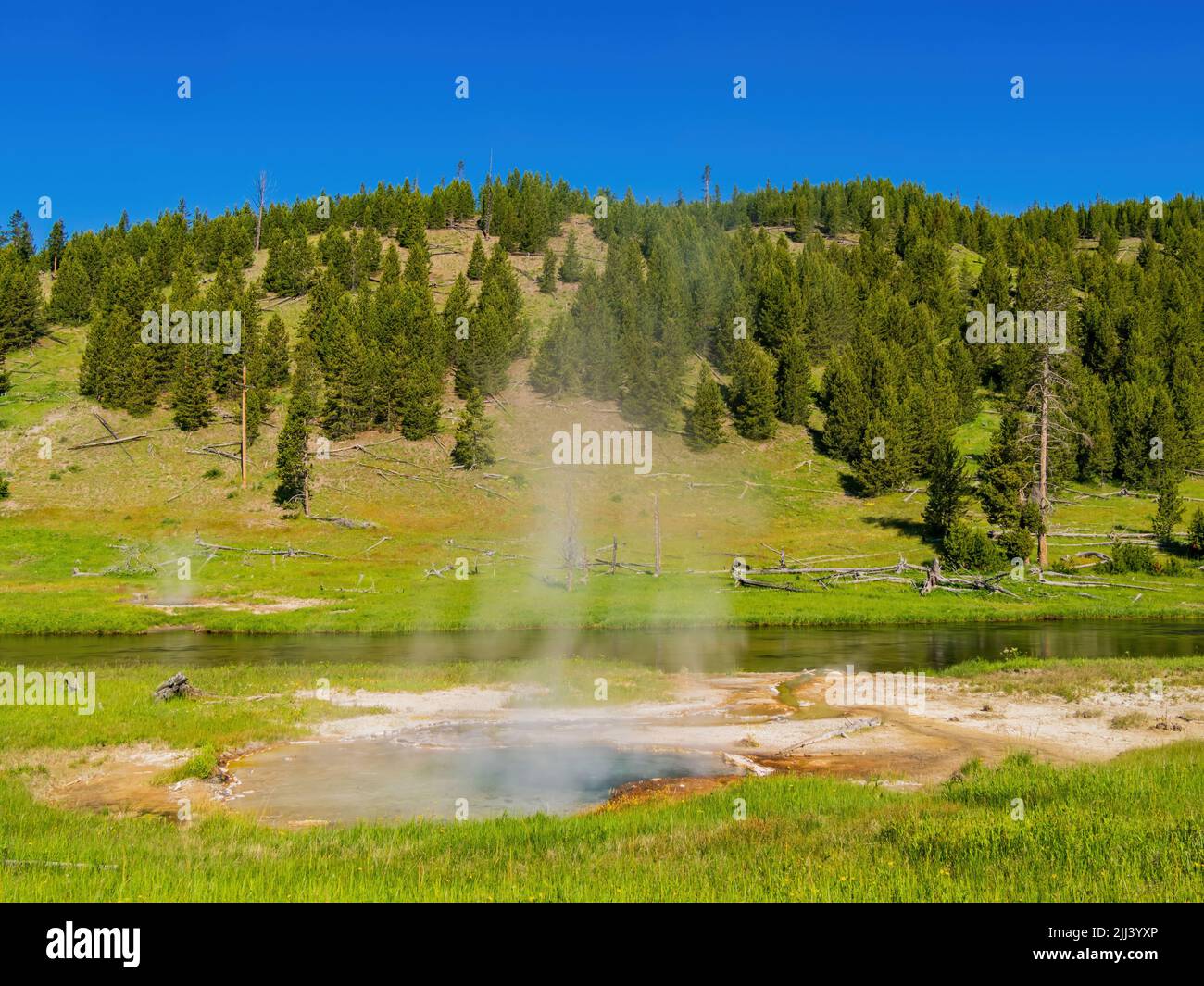 Splendido paesaggio intorno a Fairy Falls Trailhead in Wyoming Foto Stock