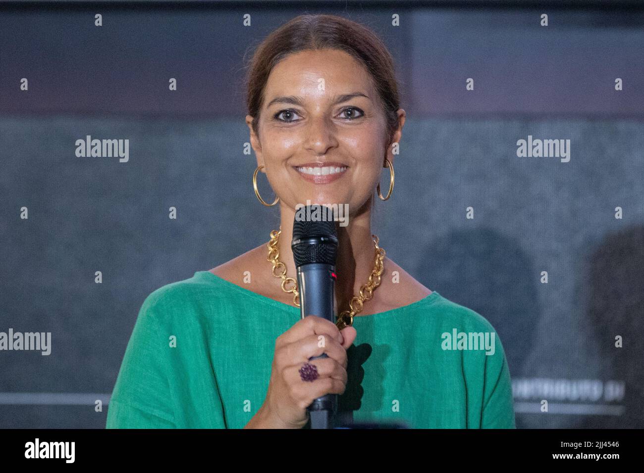 Roma, Italia. 22nd luglio 2022. Lo scrittore Jhumpa Lahiri nell'arena del cinema di San Cosimato a Roma (Photo by Matteo Nardone/Pacific Press) Credit: Pacific Press Media Production Corp./Alamy Live News Foto Stock