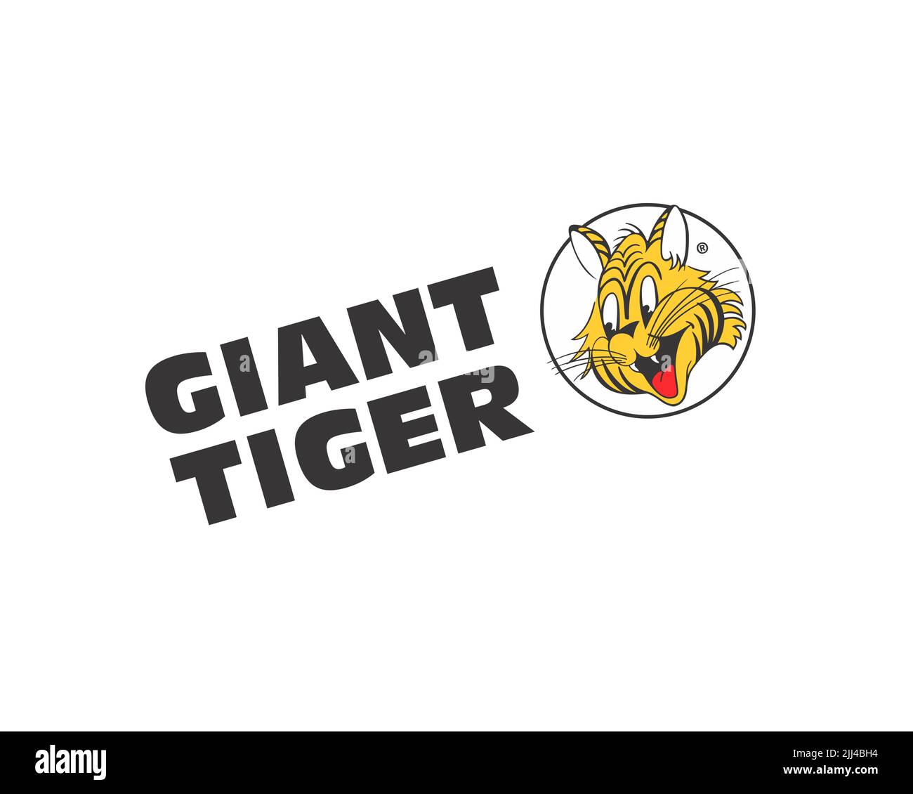 Tigre gigante, logo Gedrehtes, Weisser Hintergrund Foto Stock
