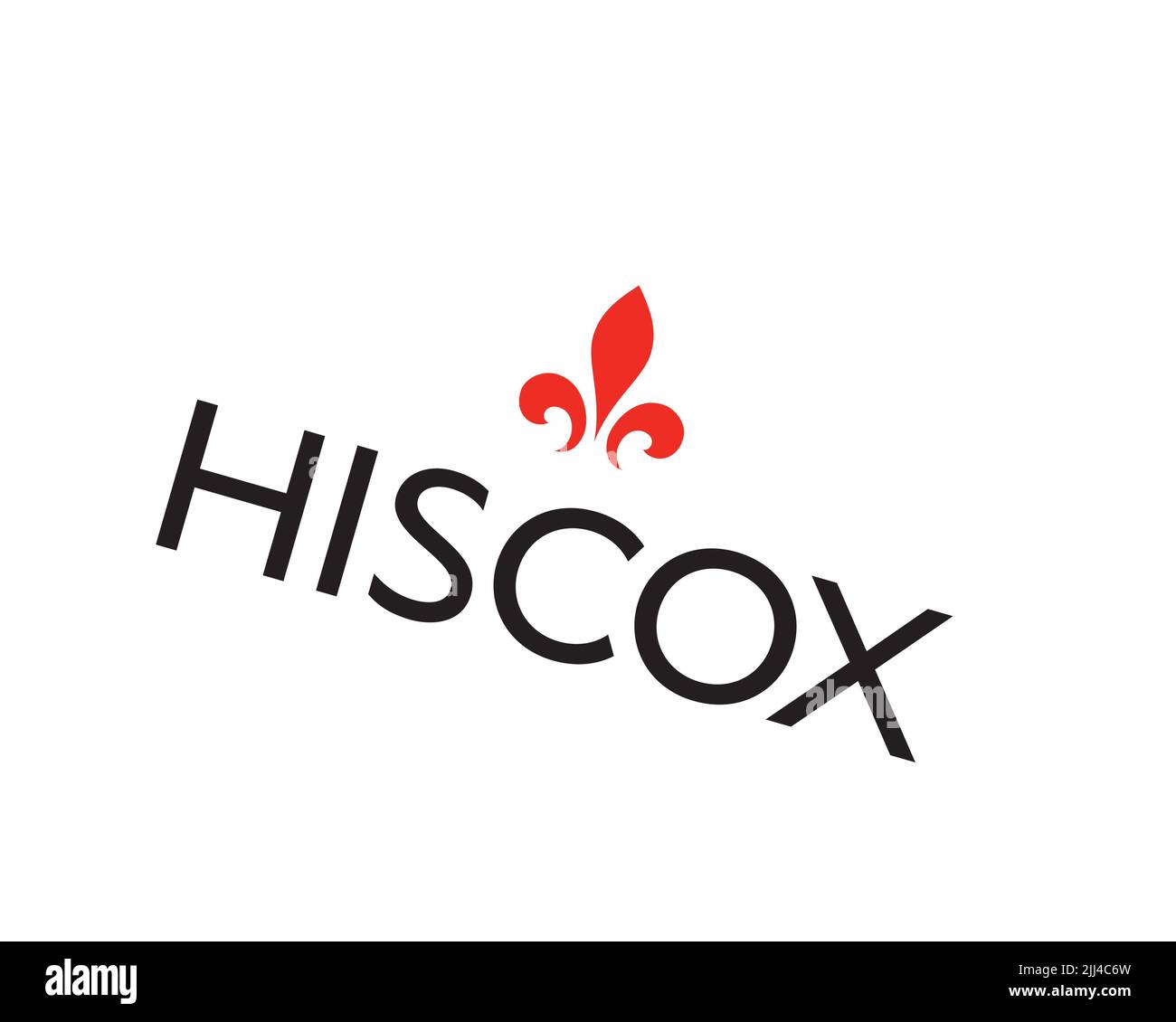 Hiscox, logo Gedrehtes, Weisser Hintergrund B Foto Stock