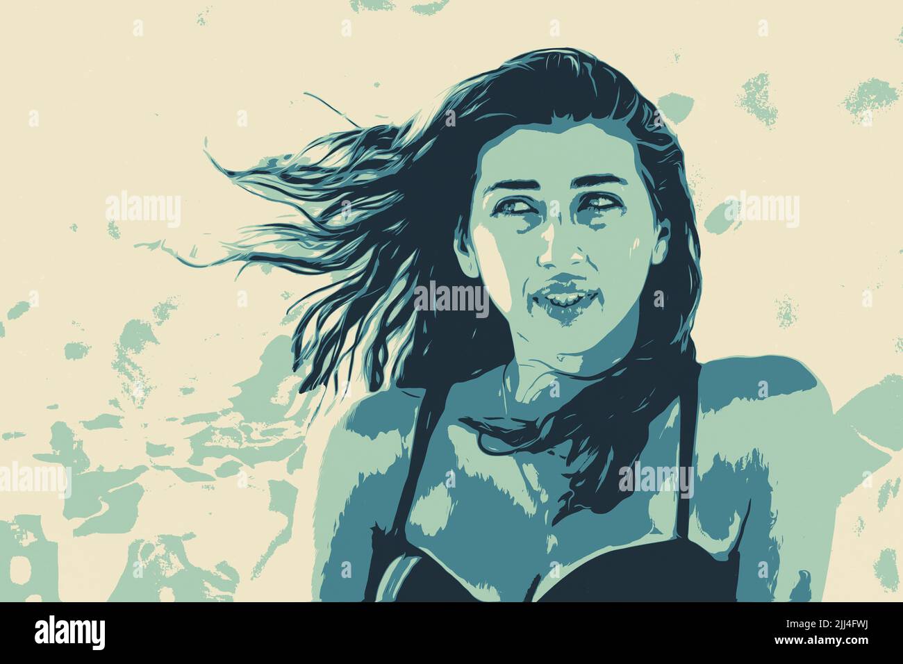 Illustrazione ragazza dei capelli lunghi Foto Stock