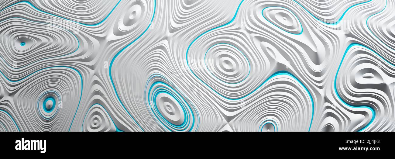 3D astratto linee ondulate sfondo. Astratto Liquid pattern sfondo moderno, fluido texture ondulato colorato, carta da parati Voronoi Texture Foto Stock