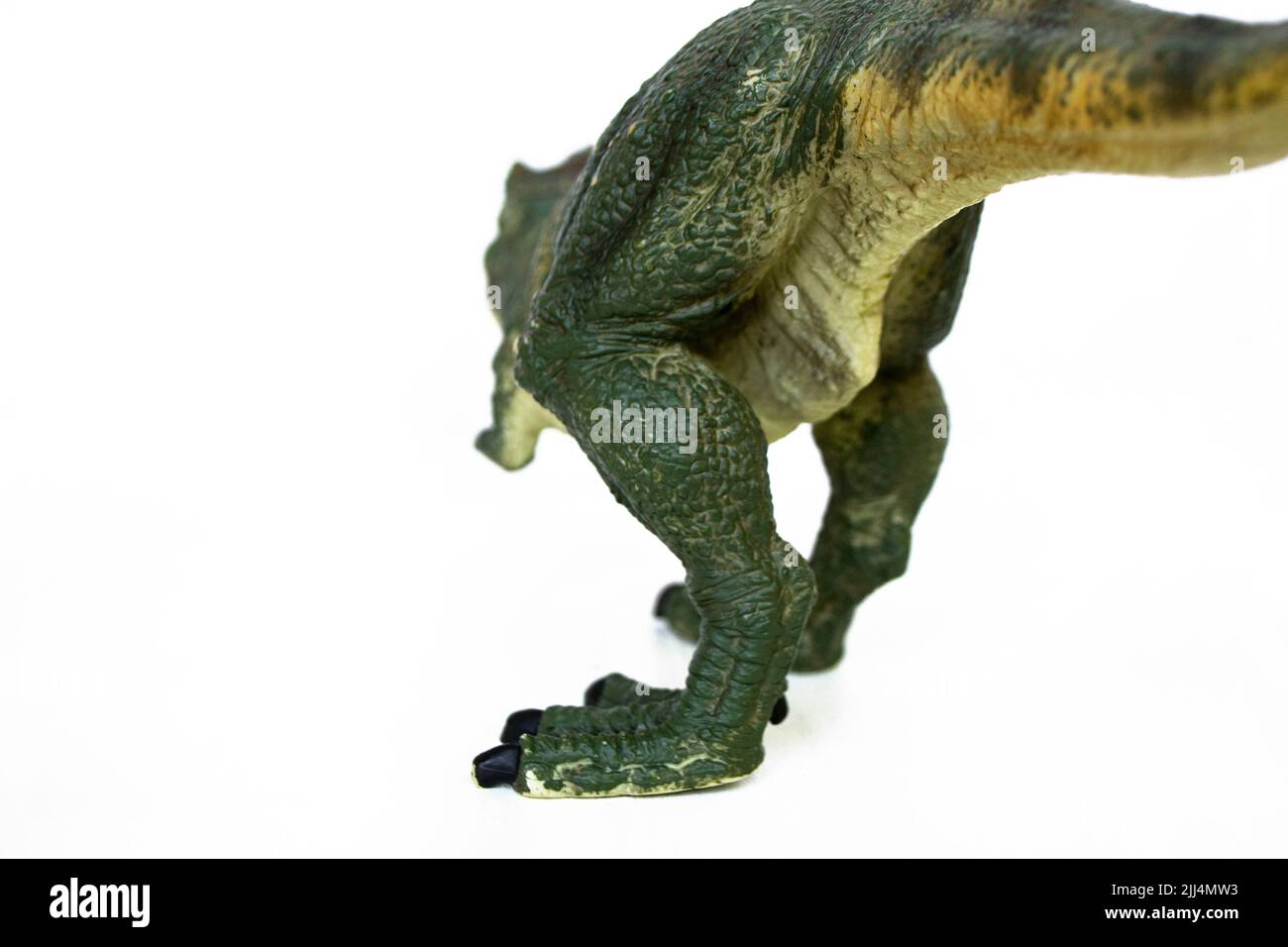 Giocattolo di dinosauri Tyrannosaurus isolato su sfondo bianco con percorso di taglio. Foto di alta qualità Foto Stock
