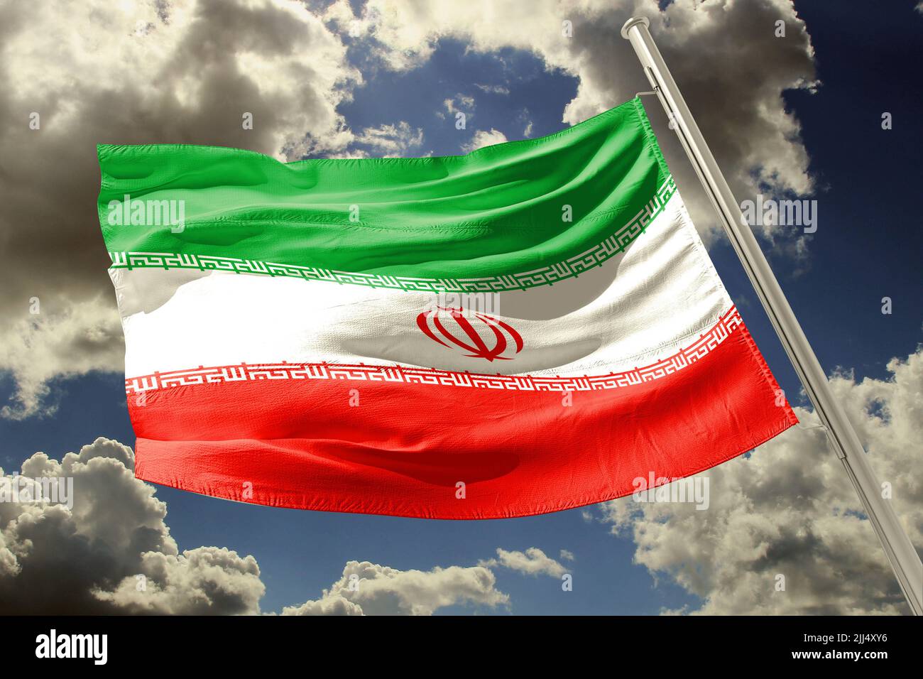 La bandiera della Repubblica islamica dell'Iran Foto Stock