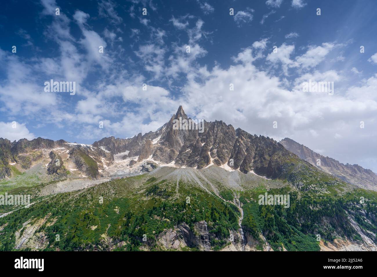 Aiguilles du Dru Foto Stock