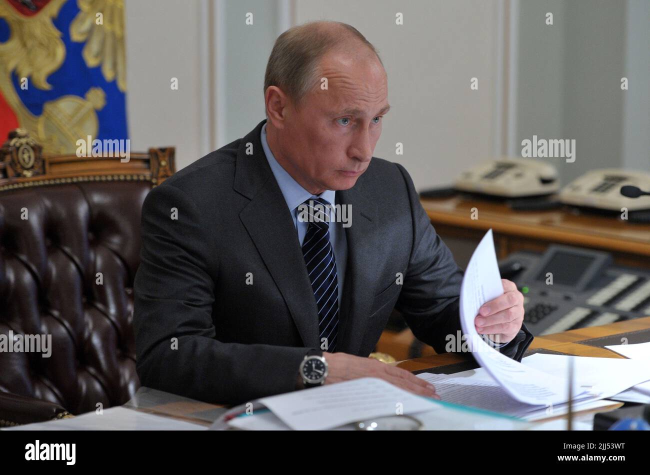 Mosca, Russia 18 luglio 2022, Vladimir Putin sta negoziando con il presidente turco Erdogan sul grano ucraino Foto Stock