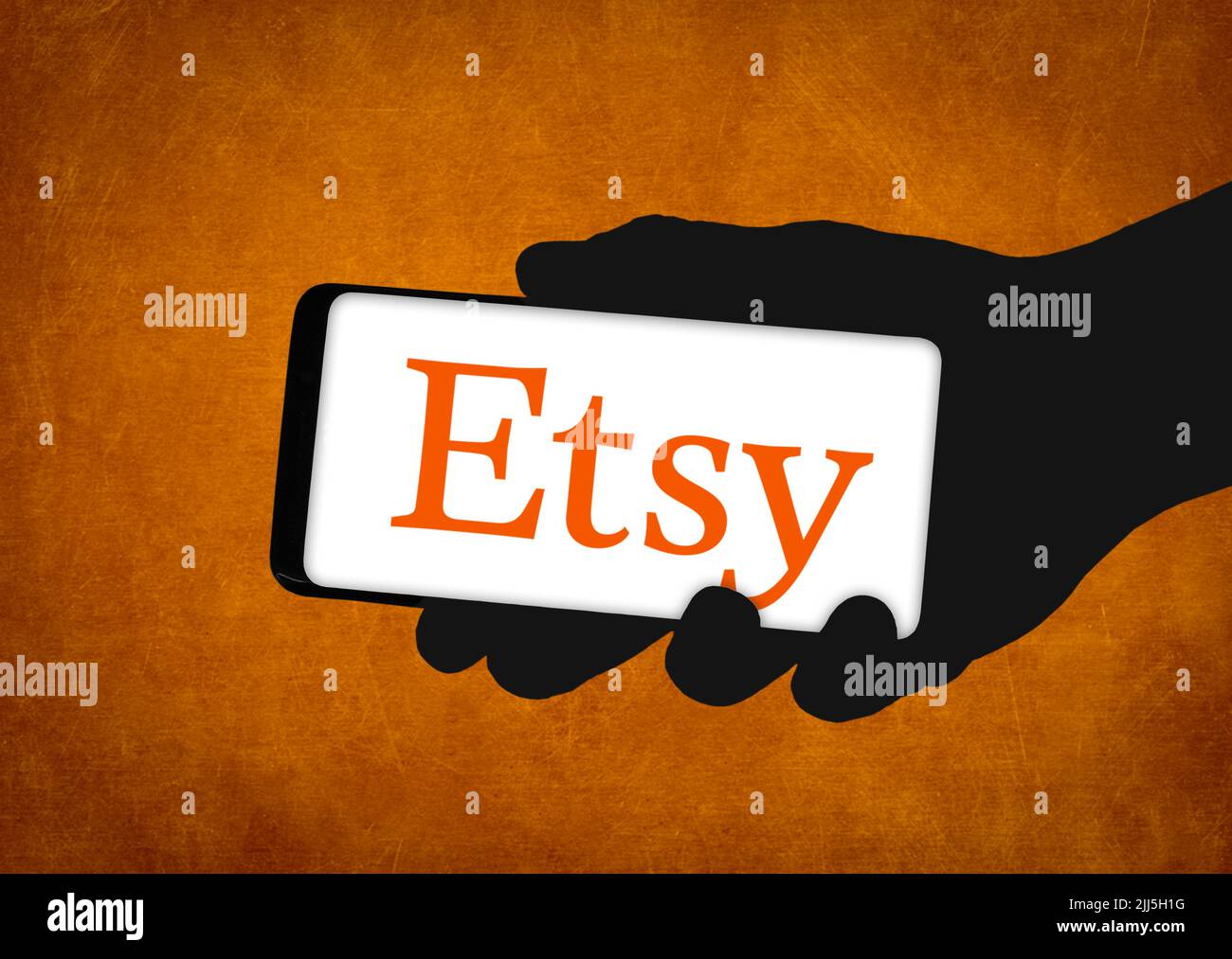 Logo aziendale Etsy su dispositivo mobile Foto Stock