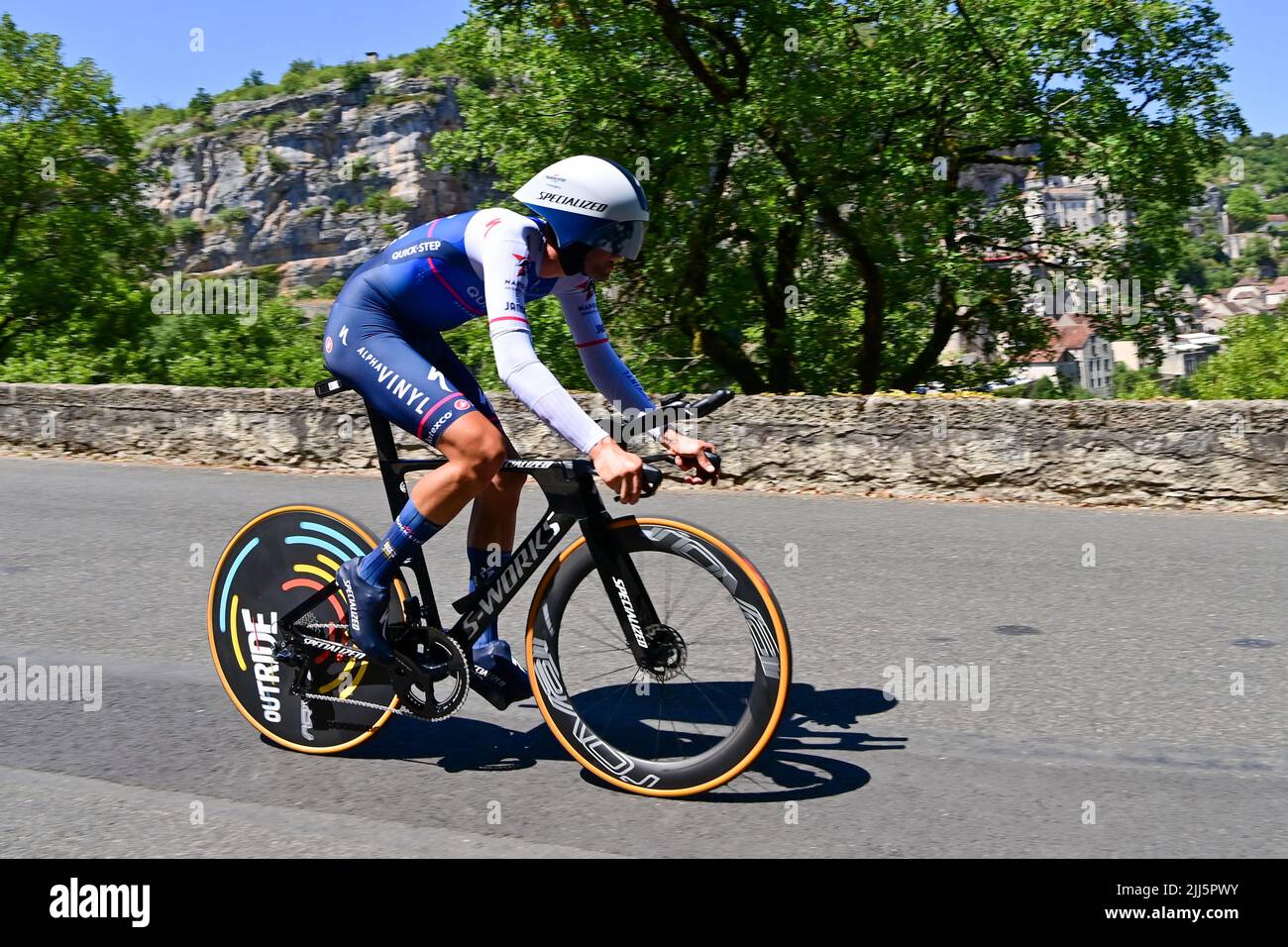 Mattia CATTANEO, Quick-Step Alpha Vinyl Team in azione durante la fase 20 del Tour De France, Lacapelle-Marival a Rocamadour, sabato 23rd luglio 2022 Credit: Pete Goding/Godingimages/Alamay Live News Foto Stock