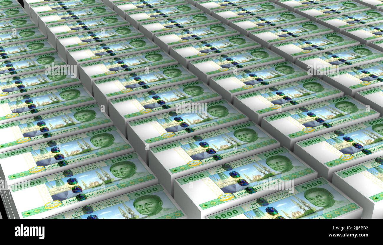 3D Illustrazione banconota da 5000 CFA in Africa centrale Foto Stock