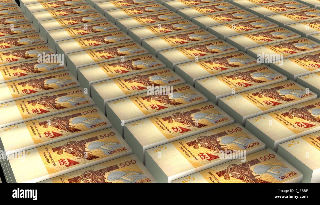 3D Illustrazione banconota da 500 CFA in Africa centrale Foto Stock