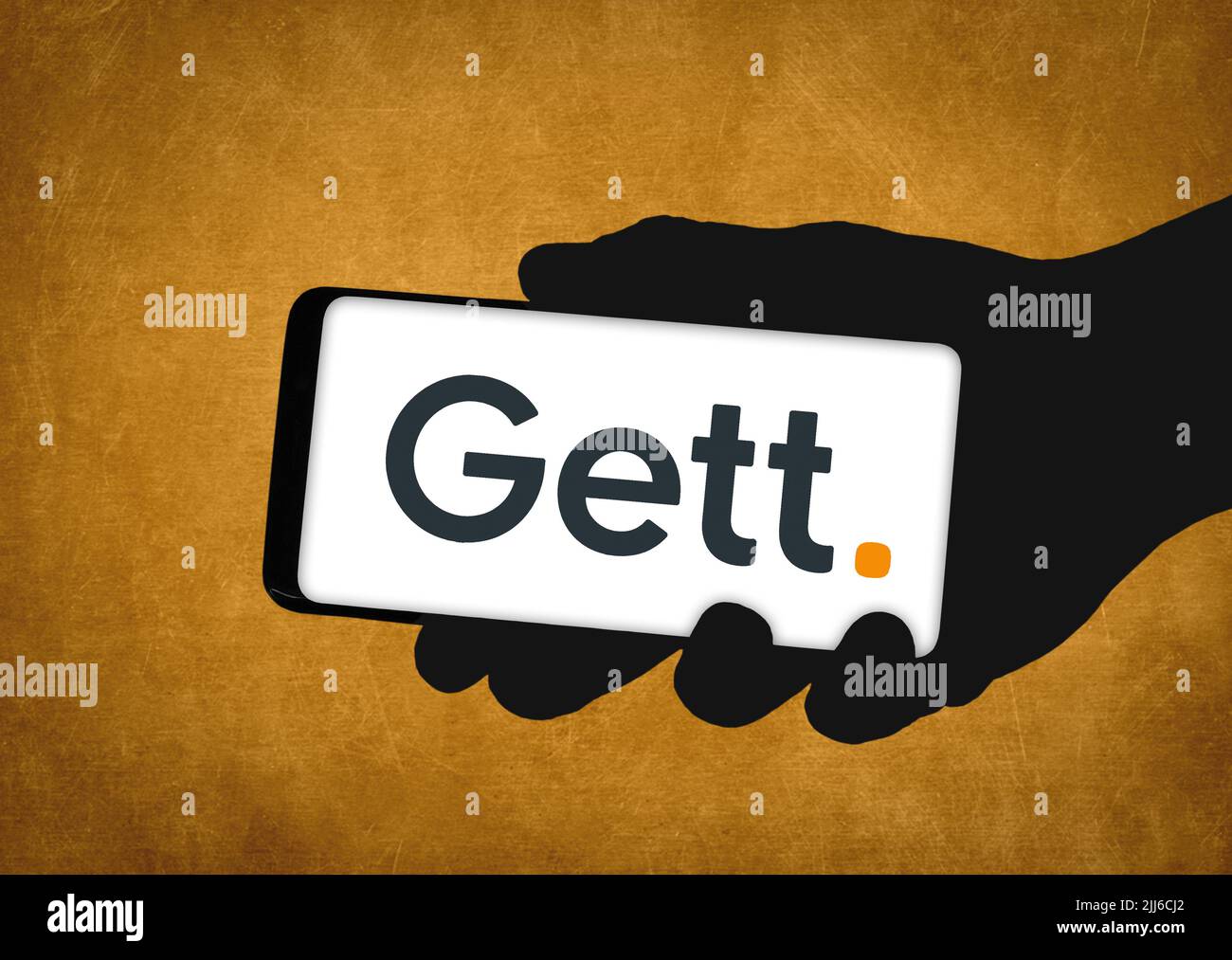 Logo aziendale Gett su dispositivo mobile Foto Stock