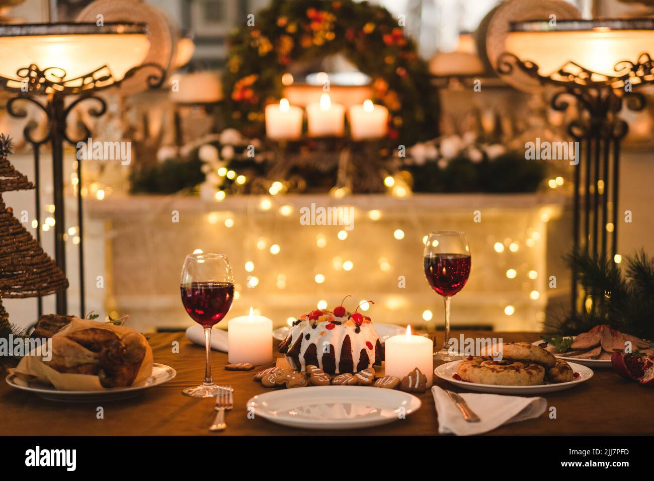 Festa Natale cena di famiglia Foto Stock