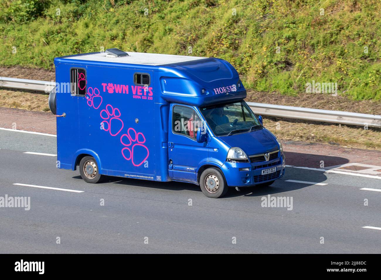 CITTÀ VETERINARI; 2007 blu Vauxhall Movano 3500 LWB C/C 100 CDTI 2646xx crine box Foto Stock