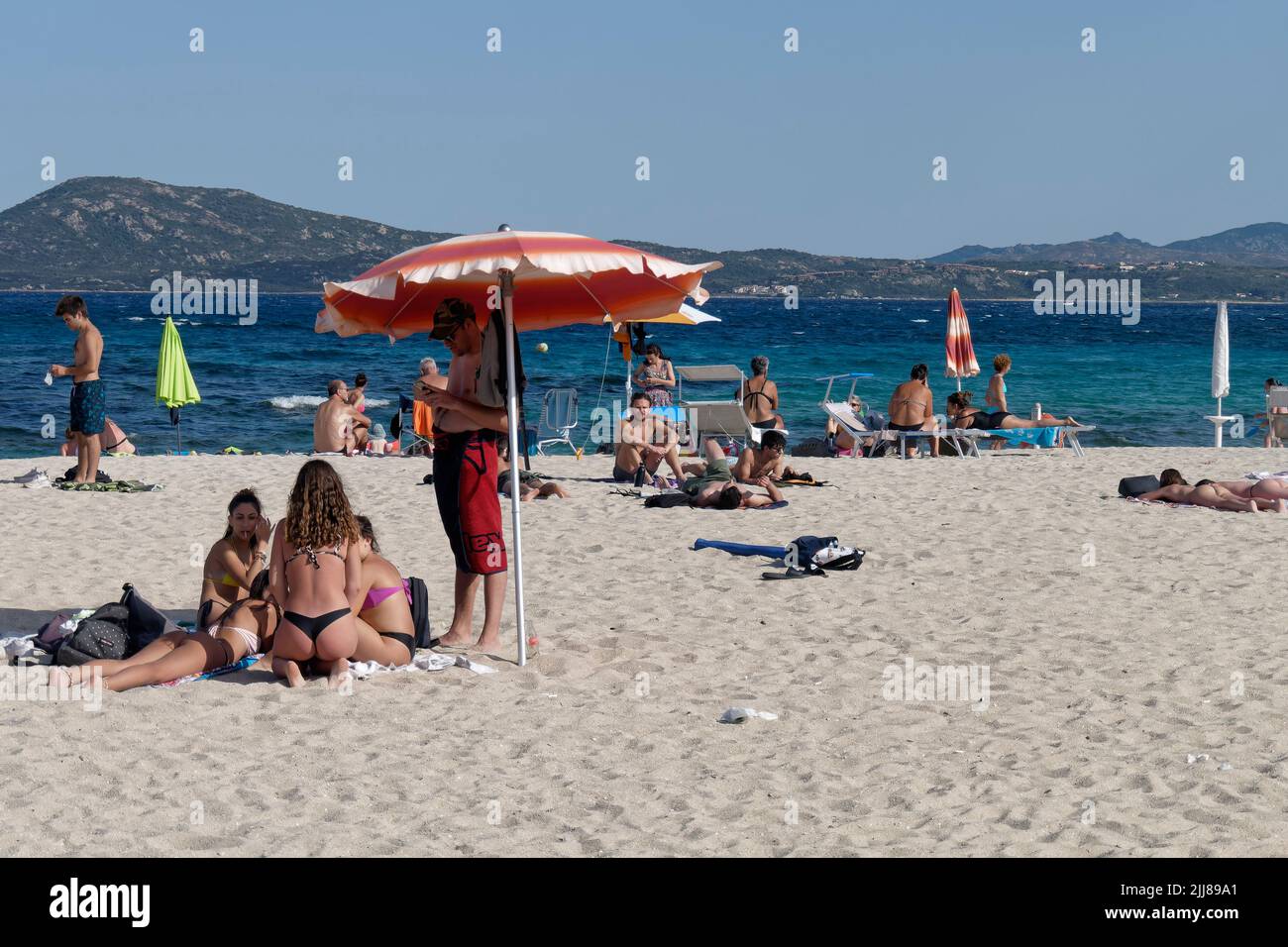 Spiaggia Bados, Nähe Olbia, spiaggia, Strand, Sardinien, Mittelmeer, Italia, Europa, Foto Stock