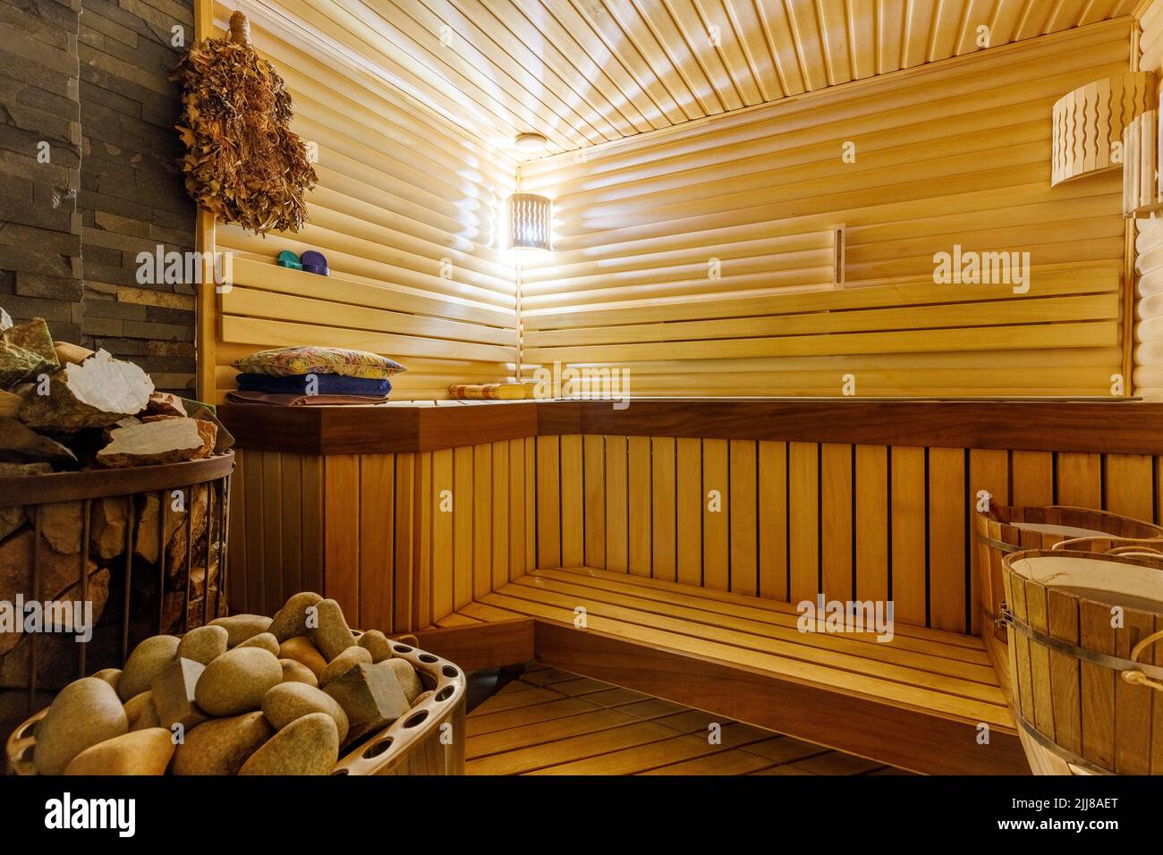 Foto di una sauna in una casa di campagna Foto Stock