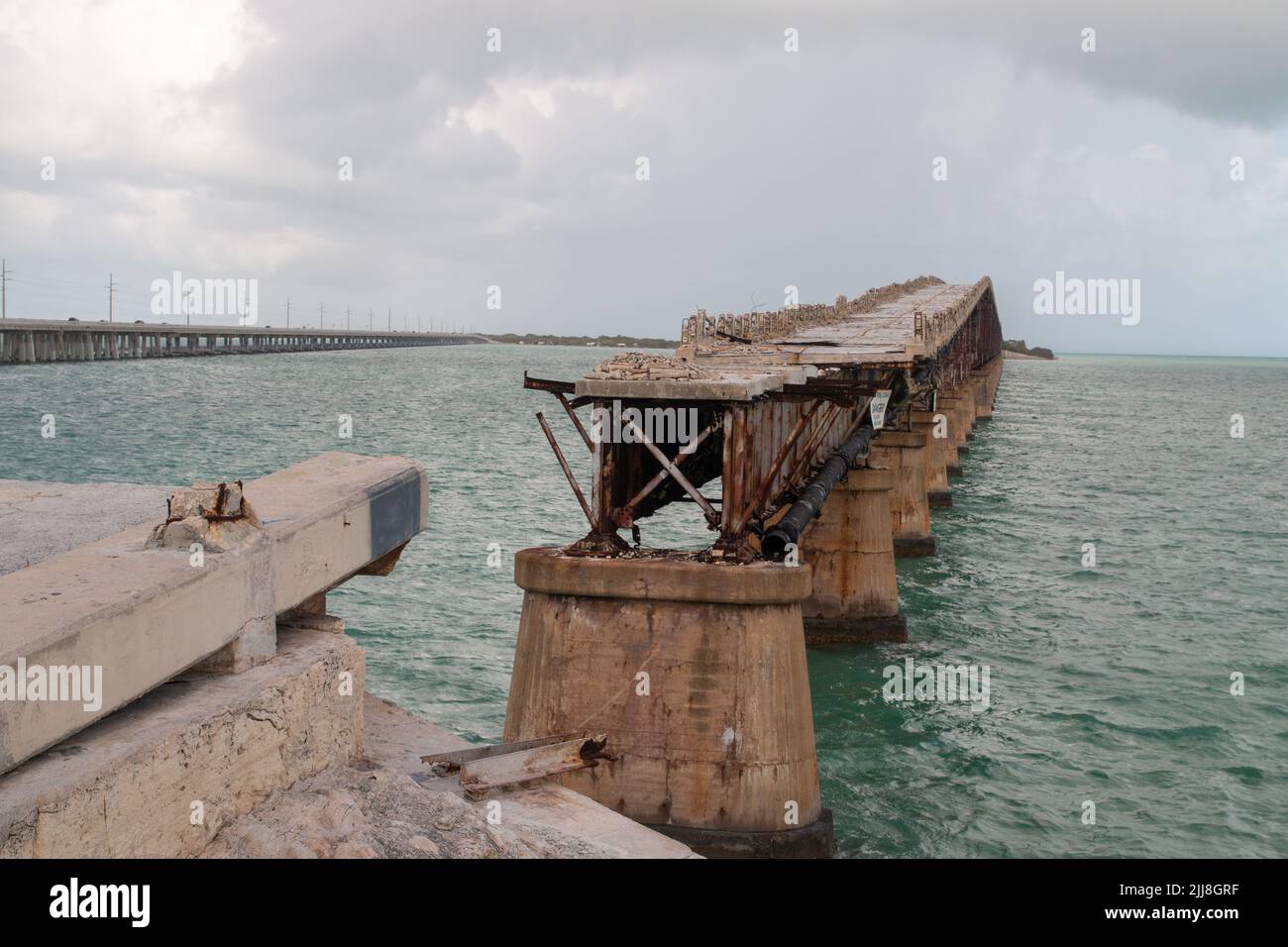 Primo piano del Bahia Honda Rail Bridge, Bahia Honda state Park, Florida Keys Foto Stock